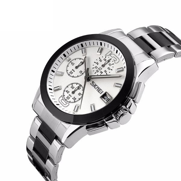 SKMEI 9126 Fashion Men Quartz Watch Classic Stainless Steel Strap Business Wristwatch