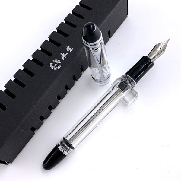 Wingsung 699 Transparent Vaccum Filling Fountain Pen F / M / Bent Nib Gift Box