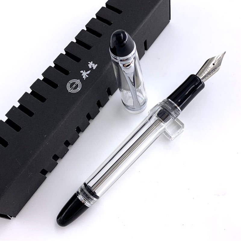 Wingsung 699 Transparent Vaccum Filling Fountain Pen F / M / Bent Nib Gift Box
