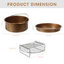 3pcs 9 Inch Non-stick Air Fryer Accessories Cake Pizza BBQ Roast Baking Tools for 5.3-6.8QT