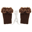 5V USB Heated Gloves Warmer Hands Knitting Fingerless Electric Office Winter Motorcycle