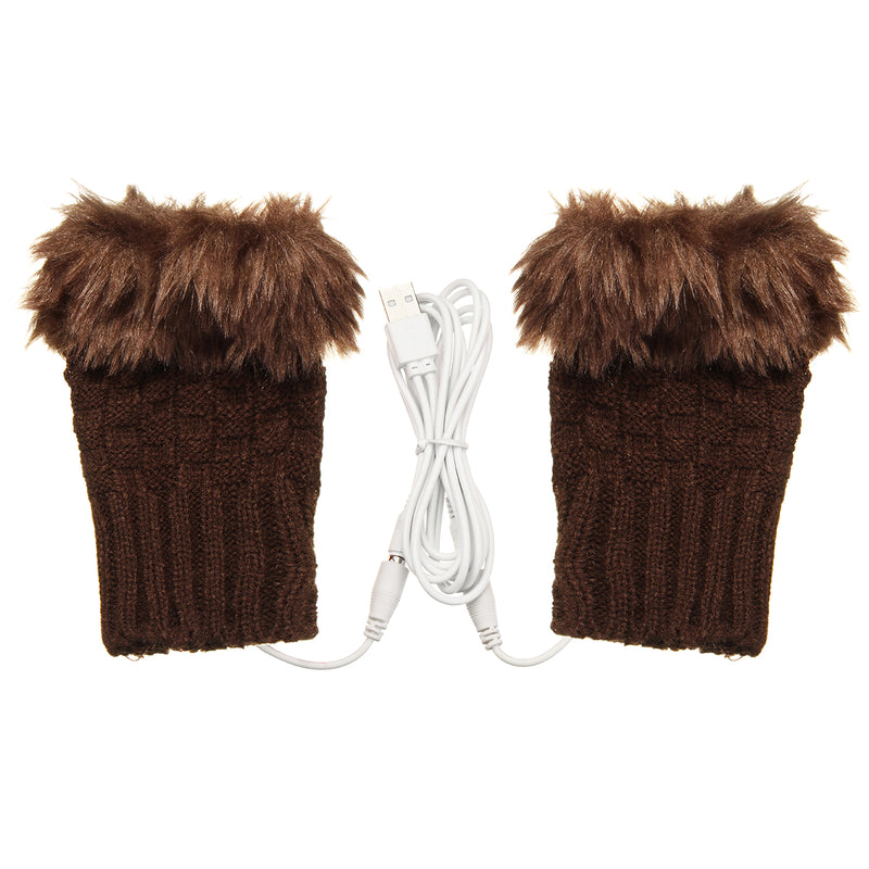 5V USB Heated Gloves Warmer Hands Knitting Fingerless Electric Office Winter Motorcycle