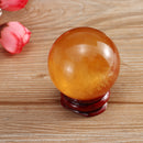 40mm Crystal Ball With Base For Home Decorations Yellow Natural Stones Specimen