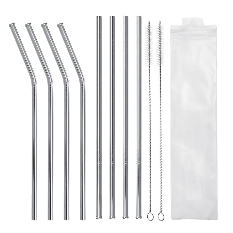 Reusable Straw Stainless Steel Straws Reusable Metal Drinking Straws with Cleaning Brushes Pouch