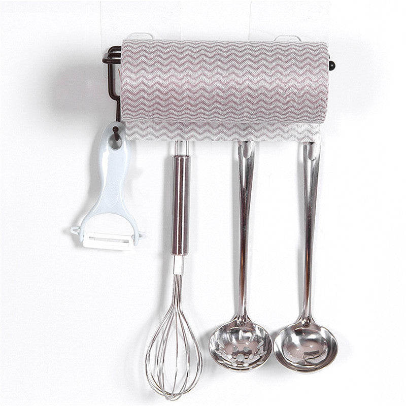 Hook Rail Bathroom kitchen organizer Multi-function paper towel holder Wall