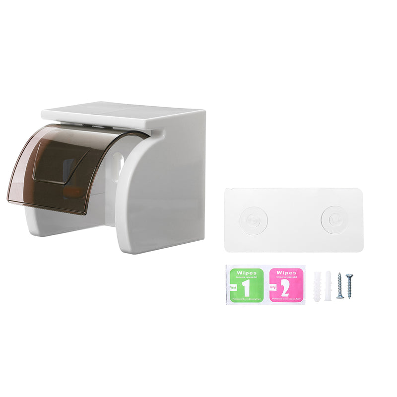 Bathroom Tissue Box Adhesive Waterproof Plastic Roll Paper Storage Holder Rack