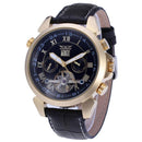 JARAGAR F120504 Fashion Automatic Mechanical Watch Date Display Leather Strap Men Wrist Watch