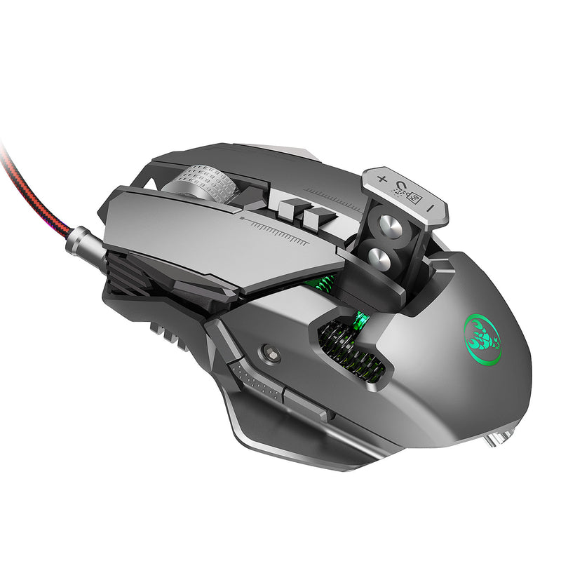 HSJ J800 6400 DPI Wired LED RGB Backlight Full-key 7 Mechanical Gaming Mouse for PC Laptop