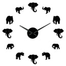 Jungle Animals Elephant DIY Large Wall Clock Home Decor Modern Design Mirror Effect Giant Frameless Elephants DIY Clock Watch