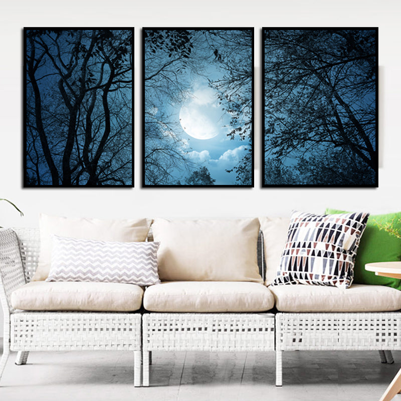 Miico Hand Painted Three Combination Decorative Paintings Dark Clouds Wall Art For Home Decoration