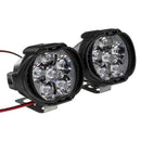 2pcs 4/6/9 LED 9-85V 10W Black Motorcycle Headlights Motorbike Driving Fog Spot Ligh+ Switch