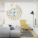 Large 3D Gold Diamond Peacock Wall Clock Metal Watch For Home Living Room Decoration DIY Clocks Crafts Ornaments Gift 53x53cm