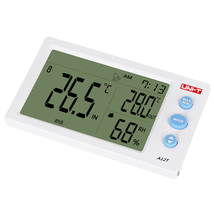 UNI-T A12T Digital LCD Thermometer Hygrometer Temperature Humidity Meter Alarm Clock Weather Station