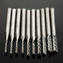 Drillpro DB-M3 10pcs 1.3mm-3.175mm Carbide End Mill Engraving Bits for CNC PCB Rotary Burrs
