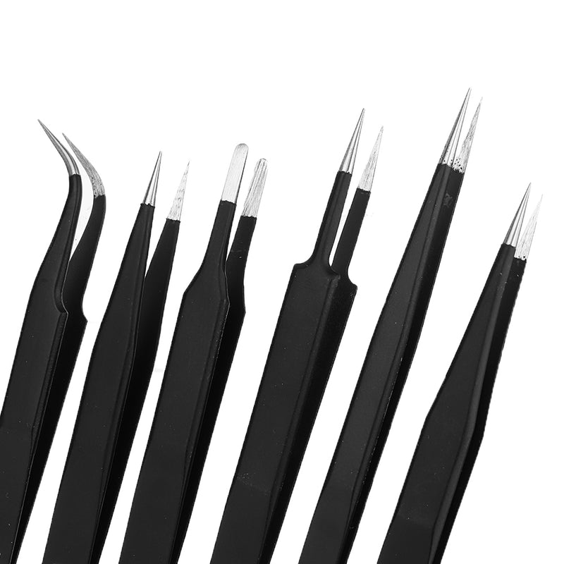 Anti-static ESD Stainless Steel Tweezer Maintenance Tools Industrial Precision Curved Straight Tweezers Repair Tools