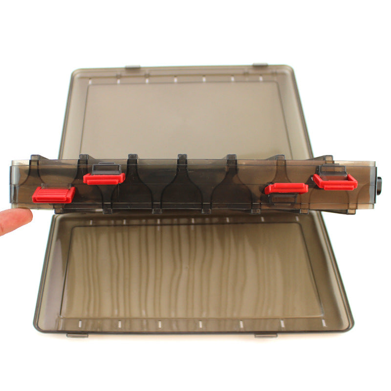 ZANLURE 14 Compartments Brown Double Sided Lattice Fishing Lure Hook Tackle Storage Case Fishing Box