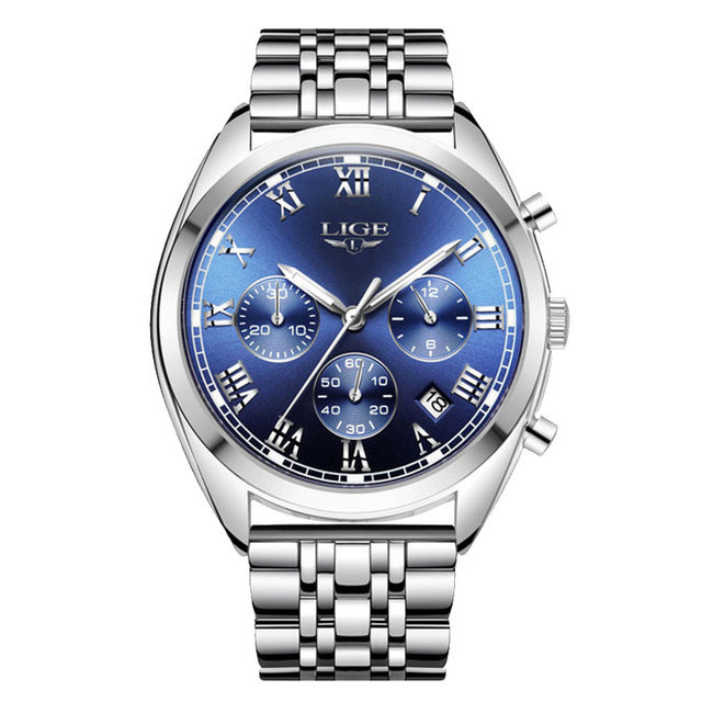 LIGE 9852 24 Hour Date Display Men Wrist Watch Business Style Quartz Watch
