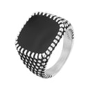 REZEX Retro Drops Ring Polka Dot Square Men's Stainless Steel Ring Men Jewlery With Case
