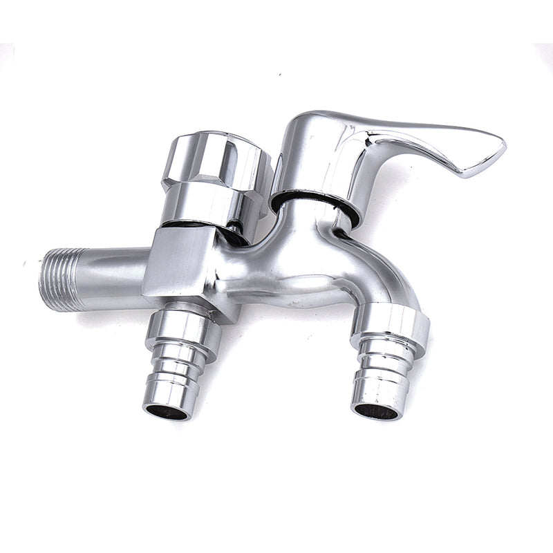 Wall Mount Single Cold Washing Machine Faucet 1/2'' Double Spouts 2 Handles Water Tap Garden Faucet Bathroom Bidet Faucet