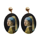 Retro Style Starry Sky Ear Drop Earring Printed Baroque Temperament Girl Earring