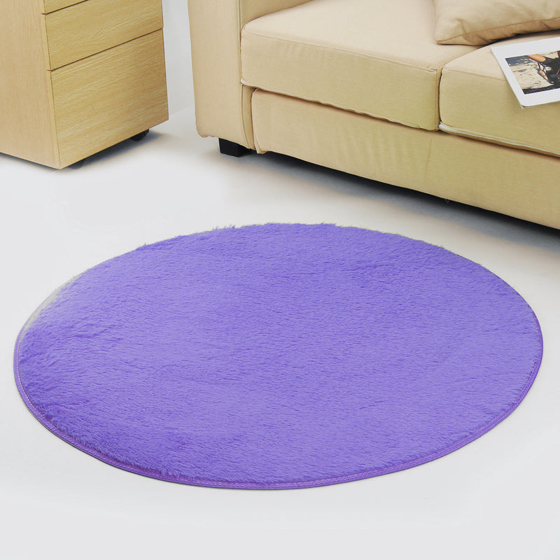 Round Anti Skid Fluffy Shaggy Area Rug Dining Room Home Table Carpet Floor Mat