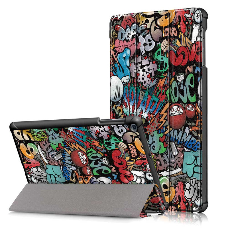 Tri-Fold Pringting Tablet Case Cover for Samsung Galaxy Tab A 10.1 2019 T510 Tablet - Doodle