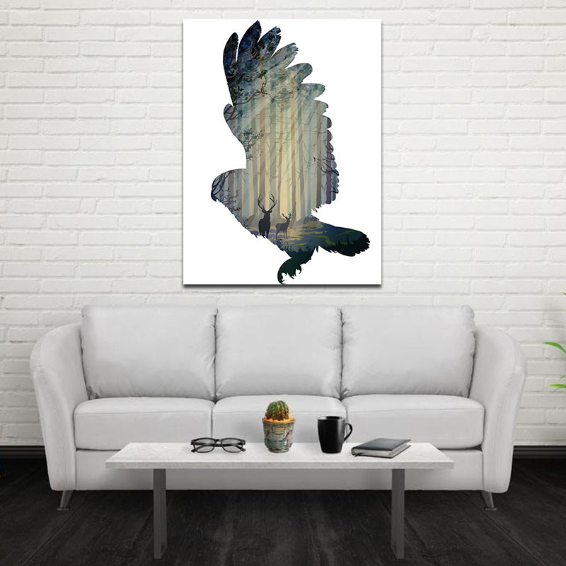 Miico Hand Painted Oil Paintings Simple Style-A Flying Owl Wall Art For Home Decoration Painting