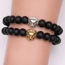 Ethnic Lion Matte Black Beads Bracelet Black Bead Bracelet For Men