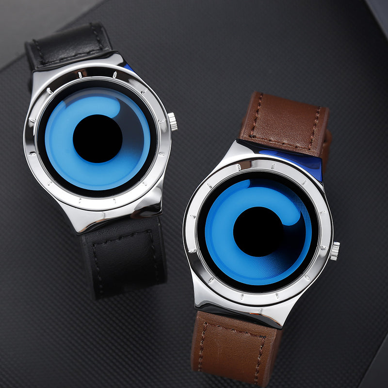 SANDA P1026 Creative Real-time Pattern Dial Leather Mesh Belt Strap Men Quartz Watch