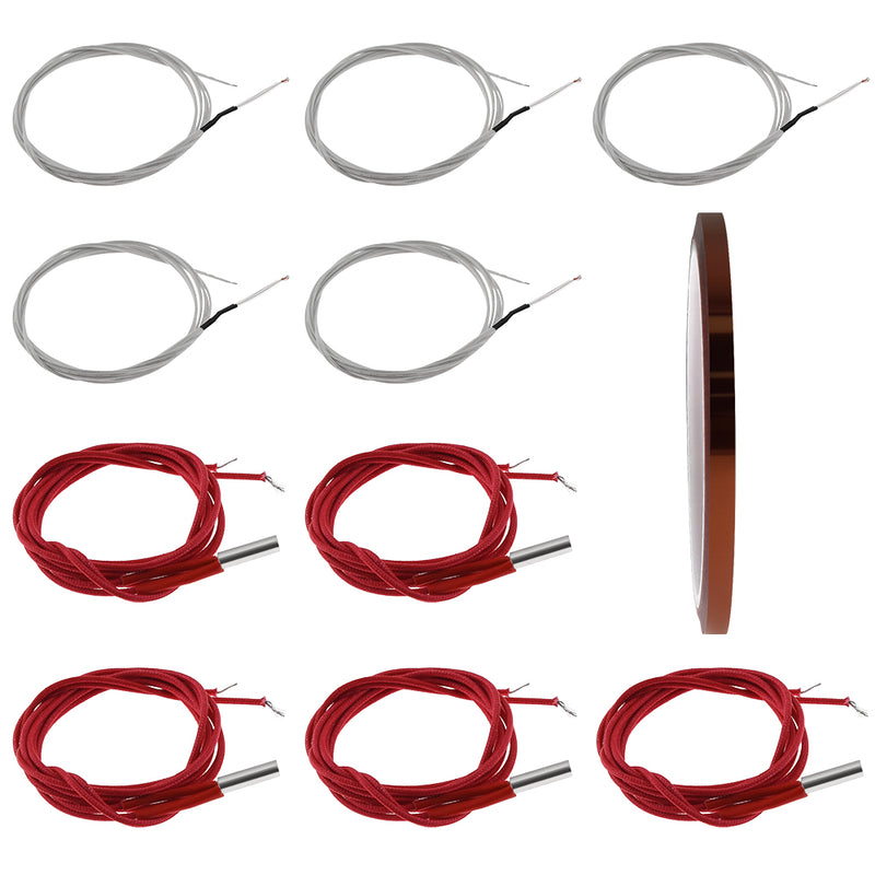 TWO TREES 5Pcs Cartidge Heater + 6Pcs 100K  3950 NTC Thermistor + 1Pcs 5mm High Temperature Tape for 3D Printer Part
