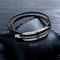 Titanium Steel Men's Feather Multi-layer Stainless Steel Braided Leather Bracelet
