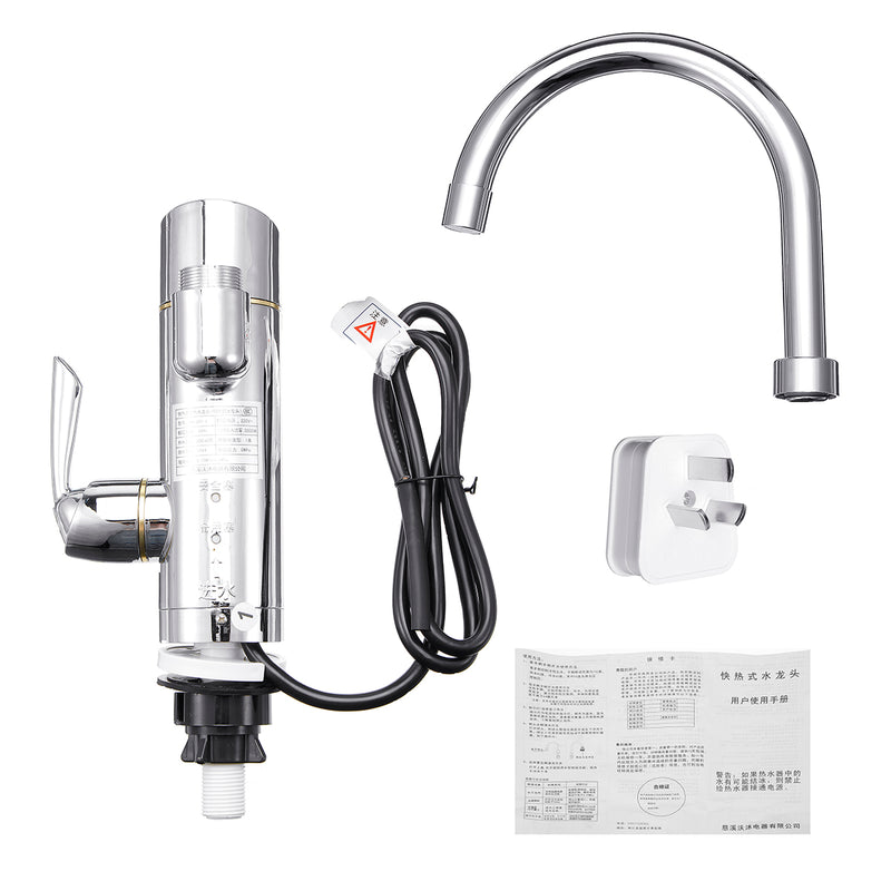 220V 3000w Bathroom Kitchen Electric Faucet Tap Instant Hot Cold Water Heater