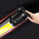 WARSUN 702 T6 LED + COB Flashlight 3 Modes Zoomable USB Rechargeable Flashlight EDC LED Torch Work Lamp Camping Hunting Emergency Lantern