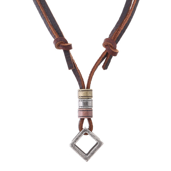 Punk Leather Rope Chain Adjustable Long Personalized Necklace for Men