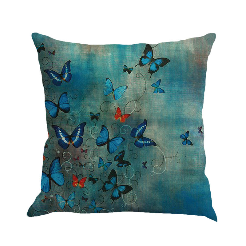 Romantic Beautiful Pillow Cover Butterflies Cotton Linen Cushion Cover Pillow Case