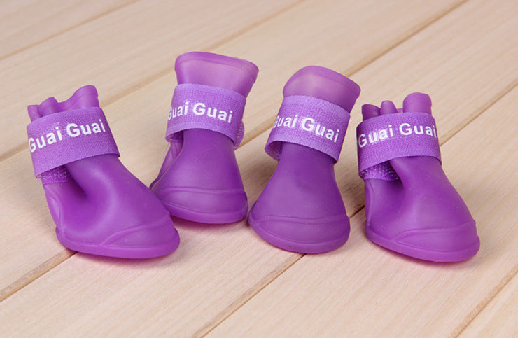 4Pcs/1Set Portable Pet Dog Waterproof Boots Rain Shoes Non-Slip