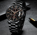CRRJU 2261 Men Calendar Fashion Dial Simple Needle Full Steel Strap Luminous Display Quartz Watch