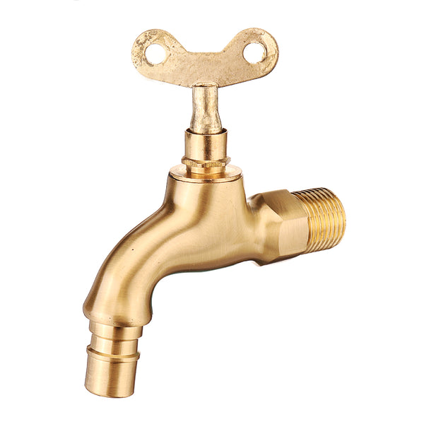 G1/2 Kitchen Bathroom Sink Faucet Single Handle Washing Machine Water Tap With Lock Key Copper Outdoor Anti-theft