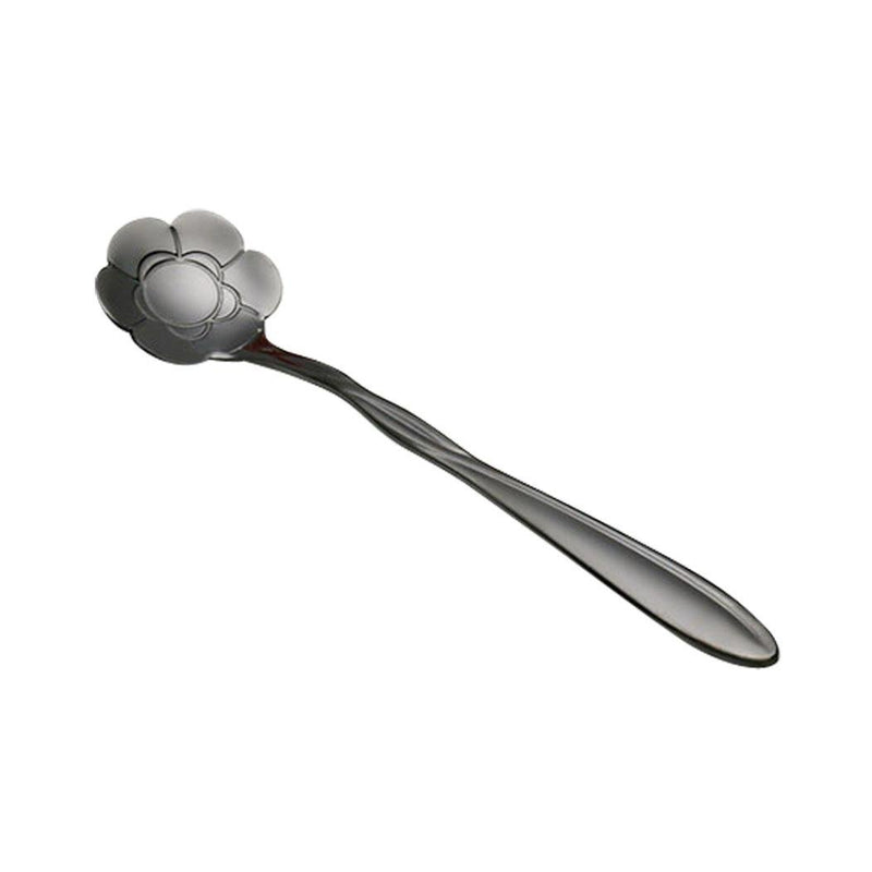 KCASA KC-FS01 Black Stainless Steel Flower Shape Coffee Sugar Spoon Tea Spoon Ice Cream Tableware