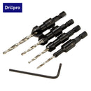Drillpro DB-C2 4pcs Carpentry Countersink Drill Bit Set Woodworking Tools