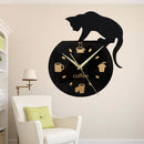 Emoyo ECY013 DIY Creative Coffee Cat Wall Clock Animal Wall Clock Quartz Wall Clock For Home Office Decorations