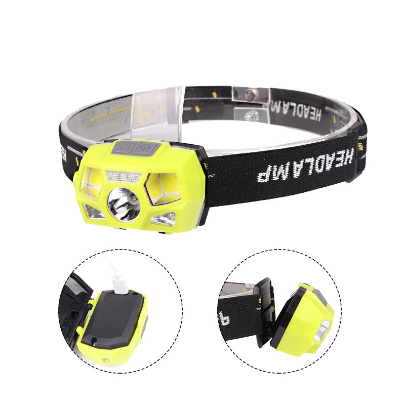 XANES XPE+COB LED Headlamp USB Interface Waterproof Camping Hiking Cycling Fishing Light Bike Bicycle