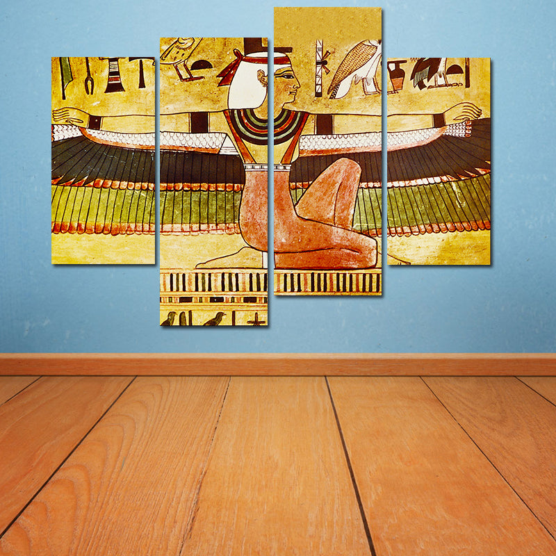 Miico Hand Painted Four Combination Decorative Paintings Ancient Egyptian Woman Wall Art For Home Decoration