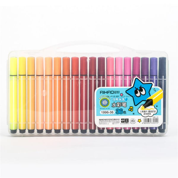 AIHAO 1996 36 Colors Art Marker Pen Drawing Set Colored Children Painting Watercolor Pens Safe Non-toxic Water Washing Graffiti