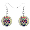 Fashion Skull Ear Drop Earrings Sliver Round Earrings Hiphop Style Earring For Women