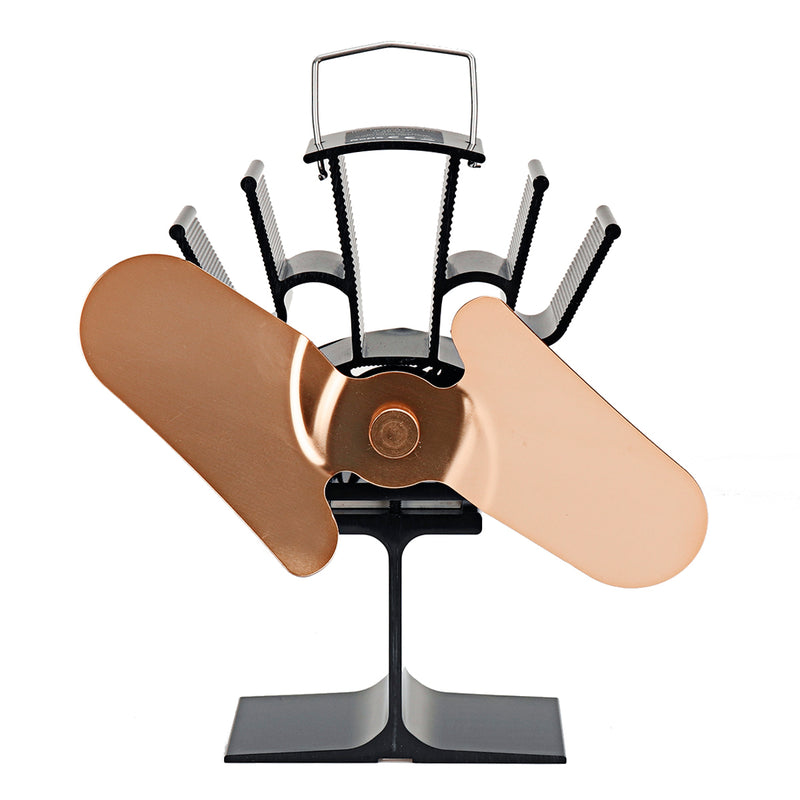 2 Blade 210CFM Aluminum Heat Powered Stove Fan Low Noise Wood Log Fireplace Burner Eco Fan Heating Circulation