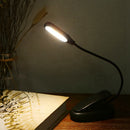 LUSTREON USB Rechargeable Flexible 1W 5 LED Clip Reading Night Light 3 Brightness Modes Table Lamp