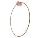 Self-Adhesive Iron Circle Round Towel Holder Ring Shape Shelf w/ Wooden Hook Wall Mount Rack Bathroom