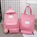 4 Pcs/Set Nylon Backpack Shoulder Bag Crossbody Bag Pencil Case Fashion Travel Laptop Bag Leisure Backpacks For Teenage Girls Cloud Print School Bag