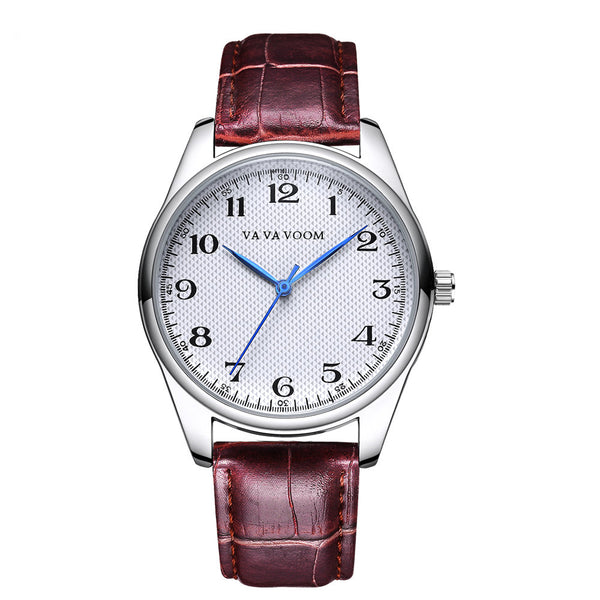 VA VA VOOM VA-203 Men Business Style Quartz Watch Casual Leather Strap Simple Dial Watch
